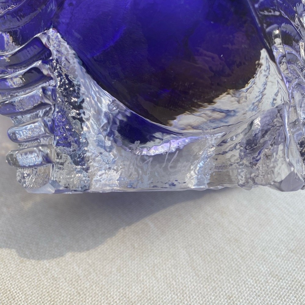 SIGNED Michael Mikayla Purple Glass Art Cube - Picture 7 of 8